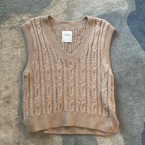 Tan Cropped Sweater Vest